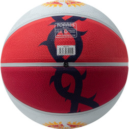 Мяч баск  TORRES Prayer, B023137, р 7, резина, нейлон корд, бут  кам , красно-серо-фиолет