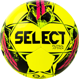 Мяч футзал. SELECT Futsal Attack V22, 1073460559, р.4, 32п, ПУ, руч.сш, желто-зелено-розовый