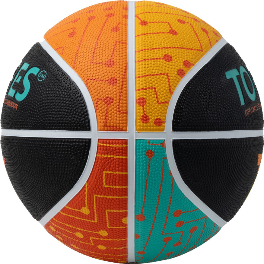 Мяч баск  TORRES TT, B023155, р 5, резина, нейлон  корд, бут  кам , черный-мультиколор