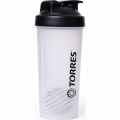Шейкер спортивный TORRES, S01-600-01, 600мл, черная крышка с колпачком, пластик, прозрачный