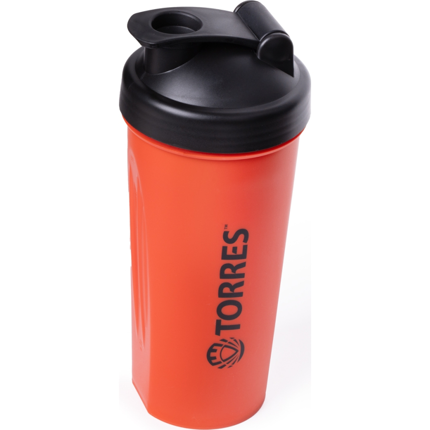 Шейкер спортивный TORRES, S01-600-01, 600мл, черная крышка с колпачком, пластик, прозрачный