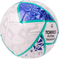 Мяч футзал. TORRES Futsal Training, FS323674, р.4,32 пан. ПУ, 4 подкл. слоя, ручн.сш,бело-фиолет-зел