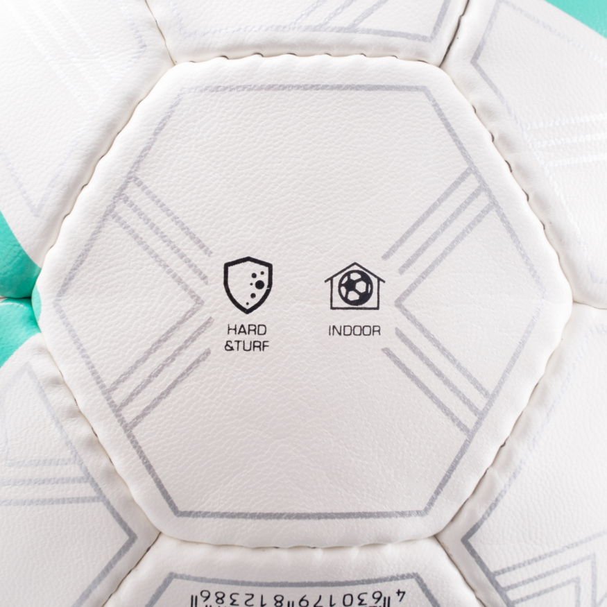 Мяч футзал. TORRES Futsal Training, FS323674, р.4,32 пан. ПУ, 4 подкл. слоя, ручн.сш,бело-фиолет-зел