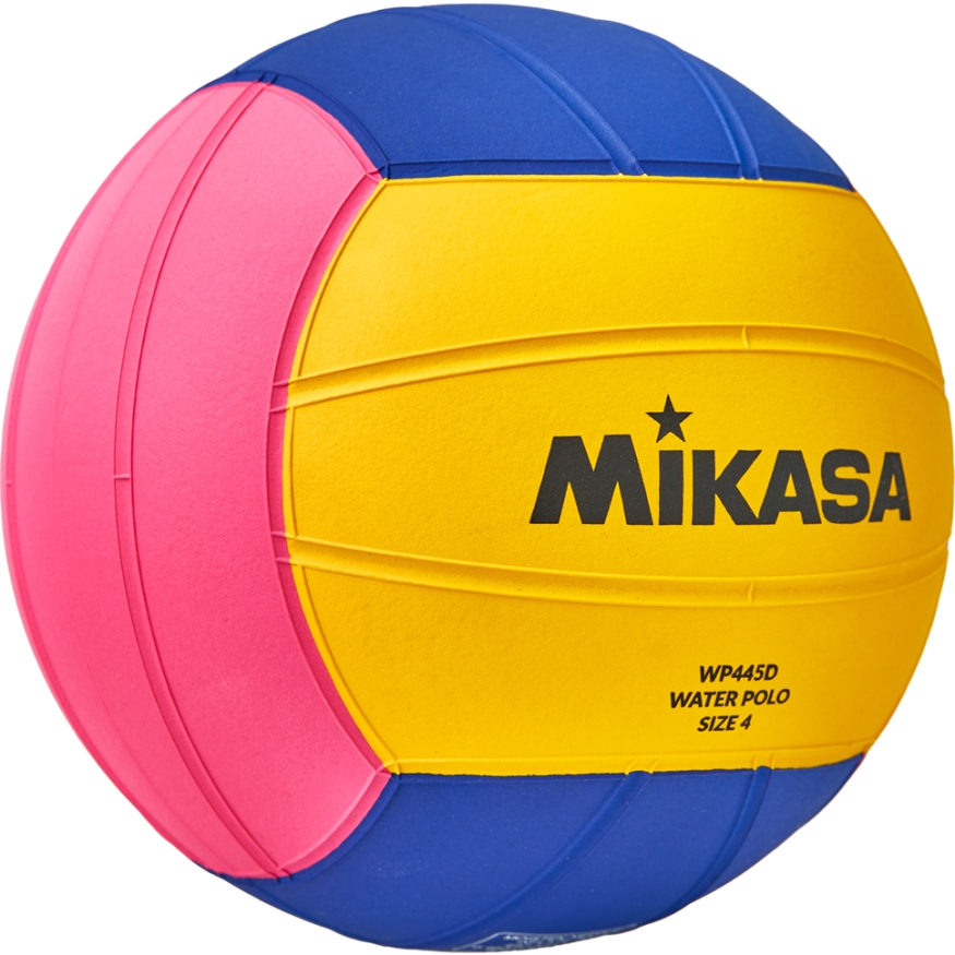 Мяч для водного поло MIKASA WP445D р.4, жен, резина, вес 400-450гр, дл.окр-65-67см, желто-сине-розов