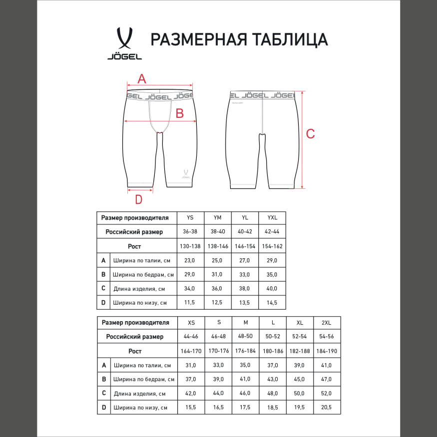 Шорты компрессионные JÖGEL CAMP PerFormDRY Baselayer Shorts, белый