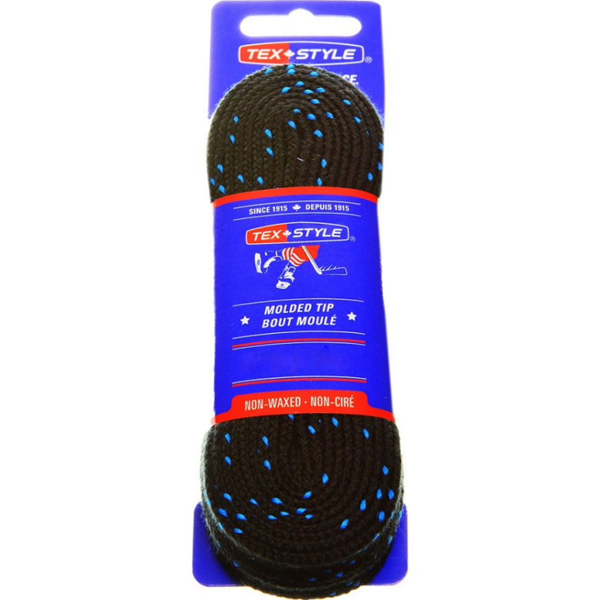 Шнурки для коньков Texstyle Double Blue Line XL2000-BK-244, длина 244см.