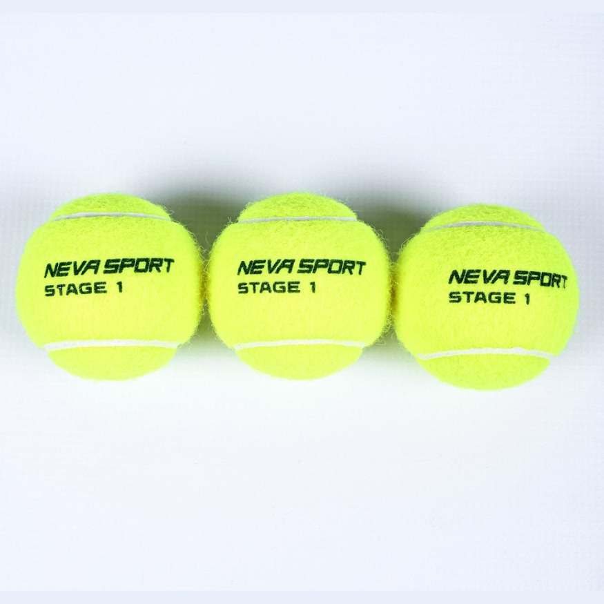 Мяч теннисный детский NS Green, 5021001, уп.3 шт, резина, шерть, нейлон, желто-зеленый