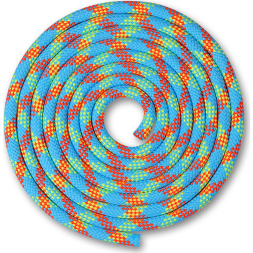 Скакалка гимнастическая INDIGO SM-360-BCL, утяжеленная, длина 3м, шнур, голубо-кораллово-лимонный