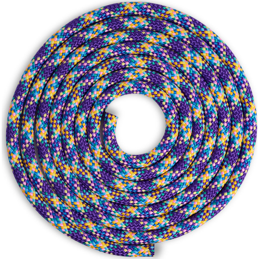 Скакалка гимнастическая INDIGO SM-360-BCL, утяжеленная, длина 3м, шнур, голубо-кораллово-лимонный