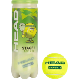 Мяч теннисный детский HEAD Stage 1 Green, 578413,уп.3 шт, фетр,нат.резина,желто-зеленый