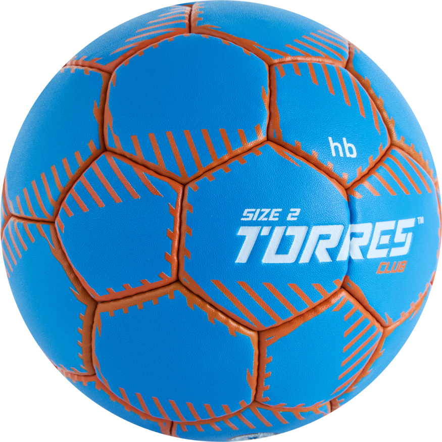 Мяч ганд. TORRES Club, H32442, р.2, ПУ, 5 подкл. слоев, руч. сшивка, синий