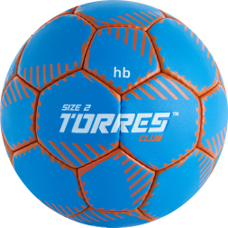 Мяч ганд. TORRES Club, H32442, р.2, ПУ, 5 подкл. слоев, руч. сшивка, синий