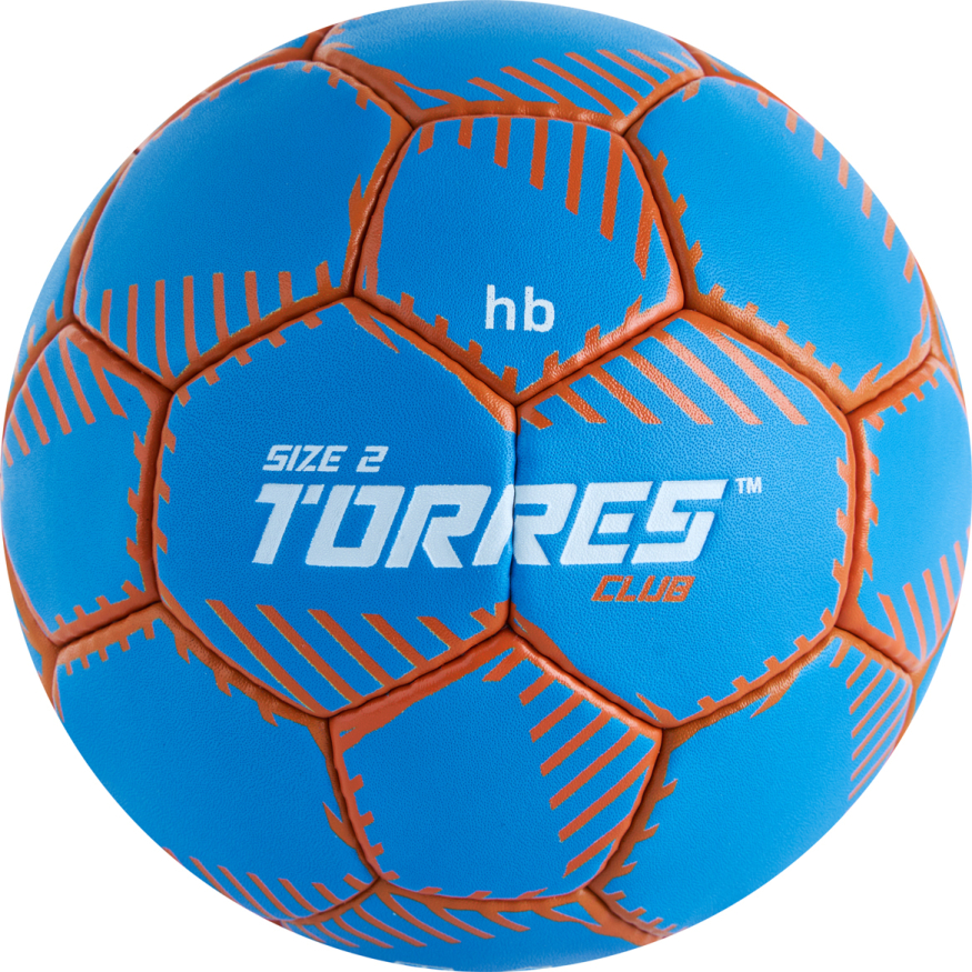 Мяч ганд. TORRES Club, H32442, р.2, ПУ, 5 подкл. слоев, руч. сшивка, синий