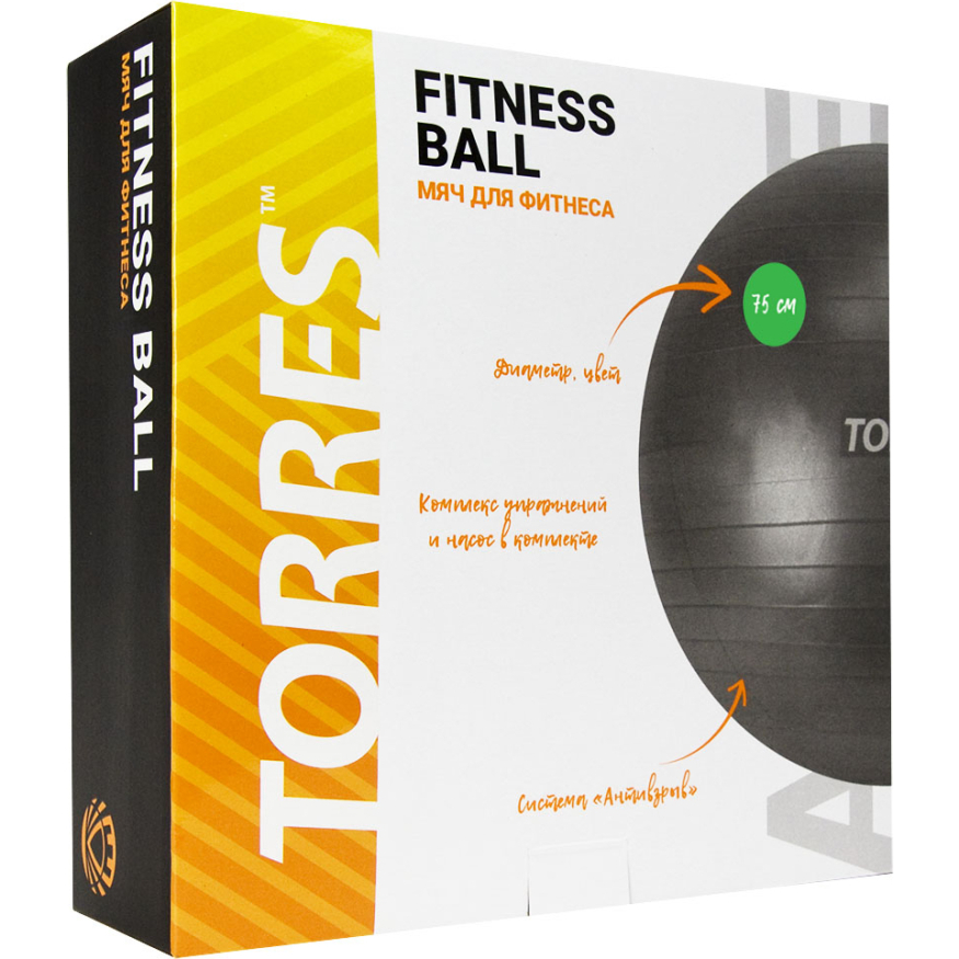 Мяч гимнастический TORRES AL121175BL, диаметр 75см., голубой