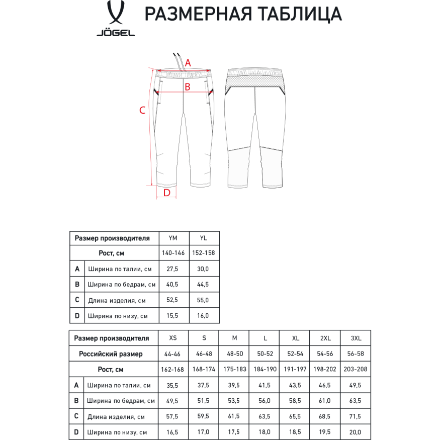 Брюки тренировочные JOGEL DIVISION PerFormDRY Pro Training Pants 3/4, черный