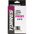 Мяч для наст. тенниса TORRES Profi 3*, TT23012, диам. 40+мм, упак. 6 шт, белый