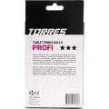 Мяч для наст. тенниса TORRES Profi 3*, TT23012, диам. 40+мм, упак. 6 шт, белый