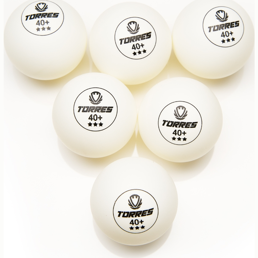 Мяч для наст. тенниса TORRES Profi 3*, TT23012, диам. 40+мм, упак. 6 шт, белый