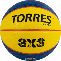 Мяч баск. TORRES 3х3 Outdoor, B322346, р. 6, 8 панелей, ПУ,бут.кам,нейл.корд,жёлто-синий