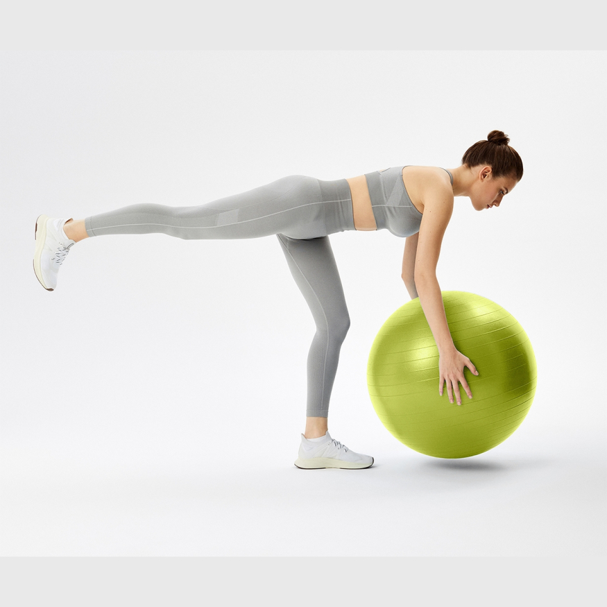 БЕЗ УПАКОВКИ Фитбол STARFIT GB-111 антивзрыв, 1200 гр, с ручным насосом, лаймовый, 75 см