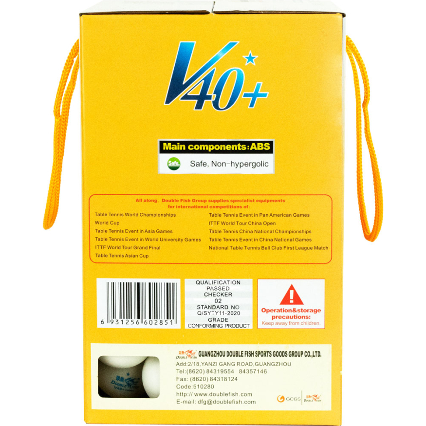 Мяч для настольного тенниса DOUBLE FISH Fish 1*, V40+1, 100 шт