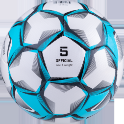 Мяч футбольный JÖGEL Nueno №5, белый/голубой/черный