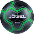 Мяч футбольный JÖGEL Intro №5, черный/зеленый