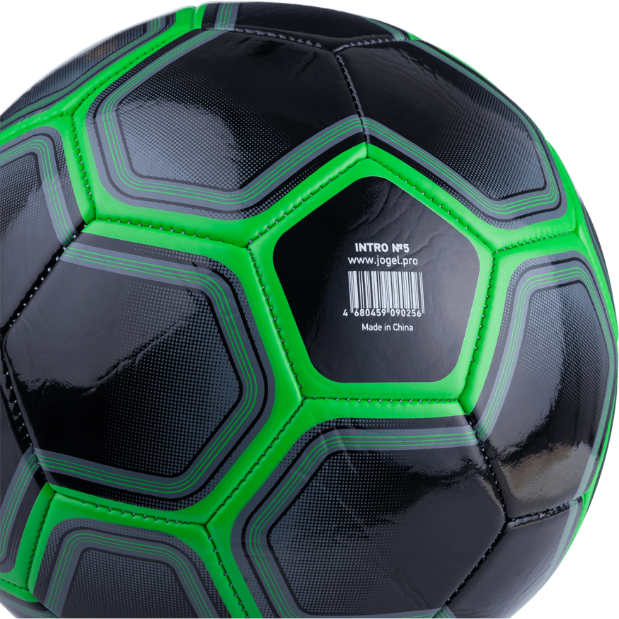 Мяч футбольный JÖGEL Intro №5, черный/зеленый