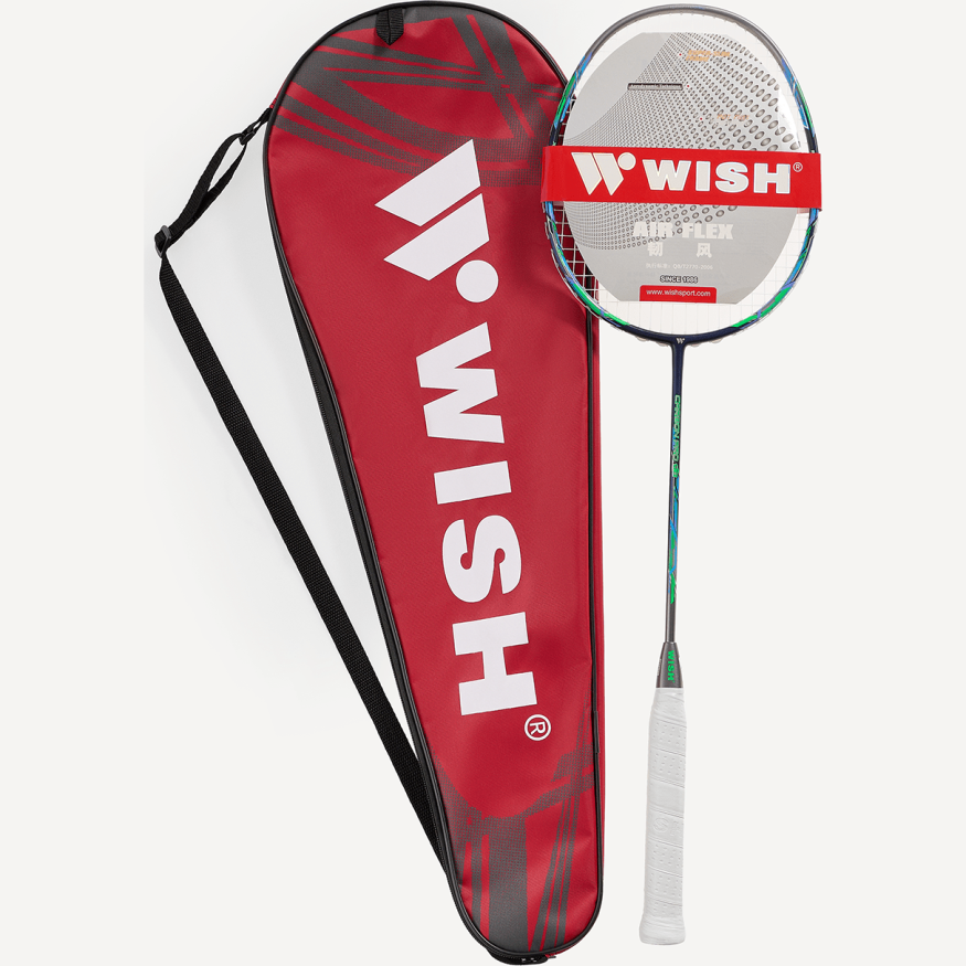 Ракетка для бадминтона WISH Carbon Pro 98, серый/зеленый