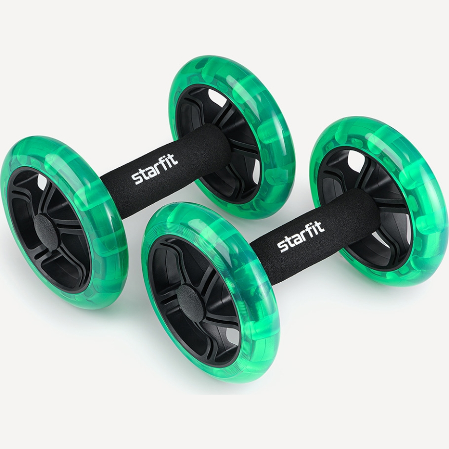 Ролики для пресса раздельные STARFIT RL-107, черный/ярко-зеленый