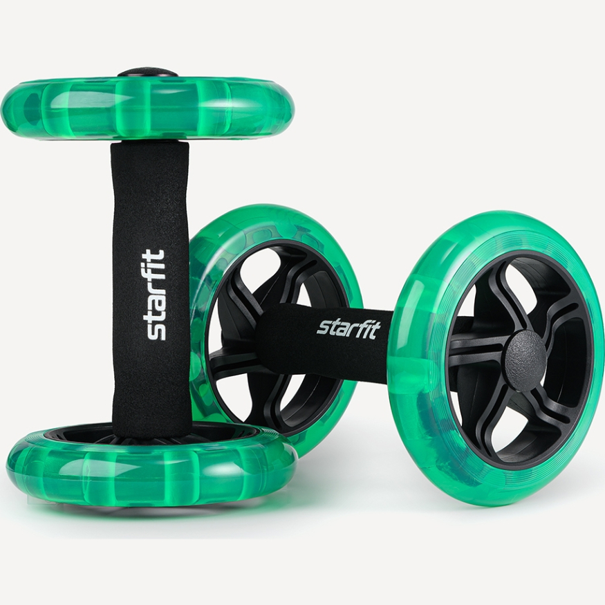 Ролики для пресса раздельные STARFIT RL-107, черный/ярко-зеленый