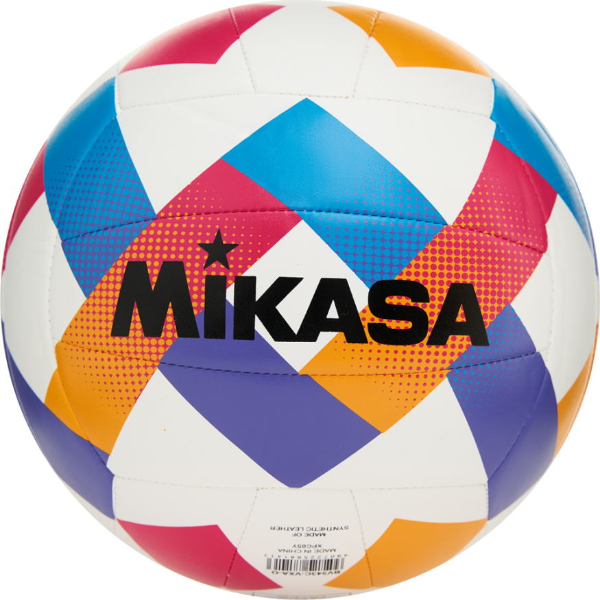 Мяч вол. пляжн. MIKASA BV543C-VXA-O, 18 панелей, синт.кожа (ТПУ), маш.сш., бут.кам, мультиколор